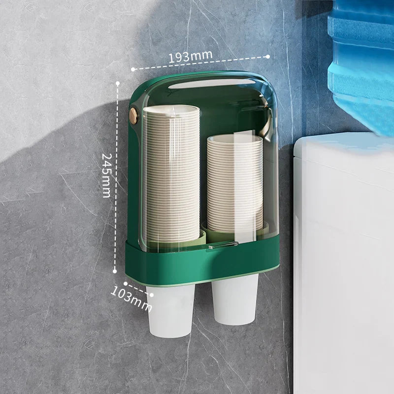 No-Drill Wall-Mounted Disposable Cup Dispenser | Dustproof Holder