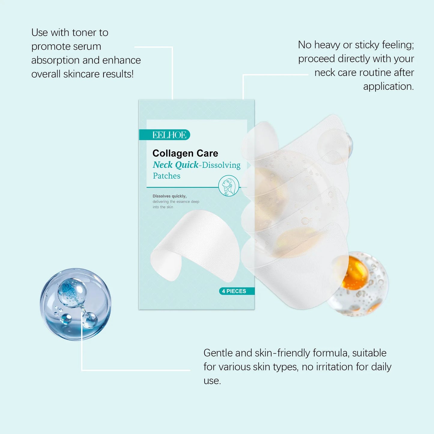 EELHOE Collagen Neck Patches – Firming Moisturizing Mask 4pcs