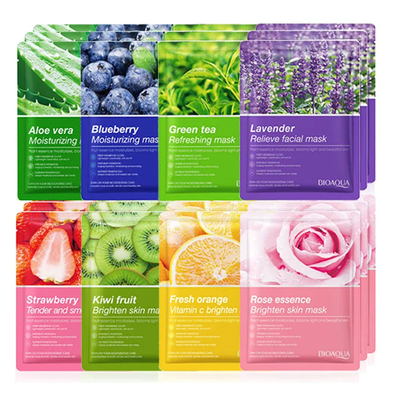 BIOAOUA 8-Pack Natural Plant Face Masks | Hydrating & Firming