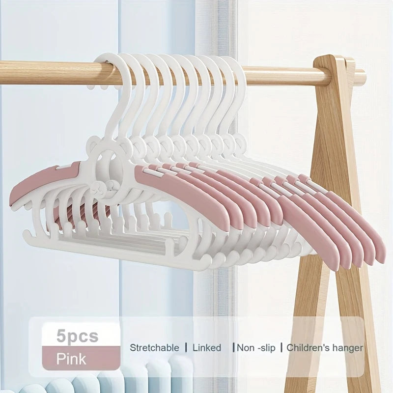 Hangers for Closet, Non-Slip Clothes Hangers, Pink Grey Adjustable Toddler Hanger for Girl Boy Hangers, Space Saving Peaceful Pleasures Health and Wellness 5Pcs Pink