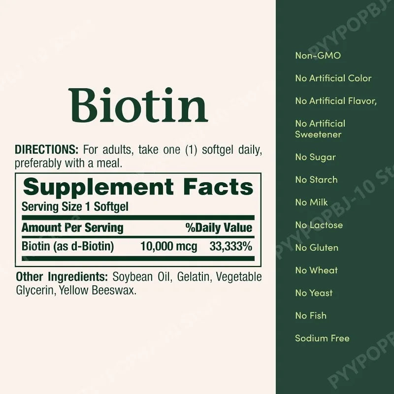 Biotin 10,000 mcg Softgels – Hair, Skin & Nails | 120 Count