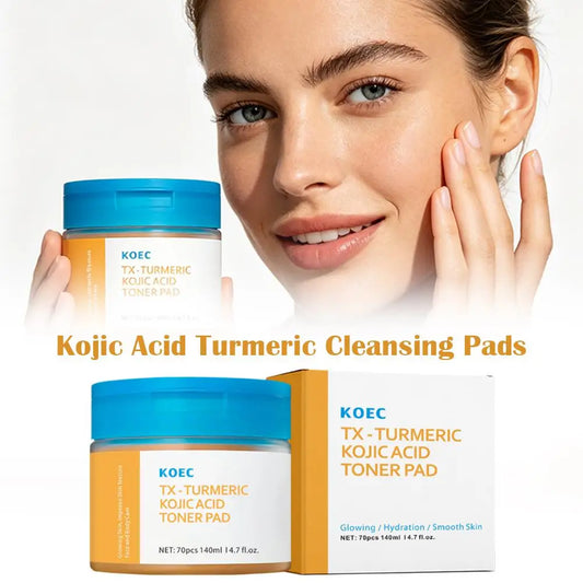 140ml 70pcs TX-Turmeric Kojic Acid Toner Cleansing Pad Smoothing Nourishing Improve Skin Texture Enhance Overall Tone Face Care Peaceful Pleasures Health and Wellness