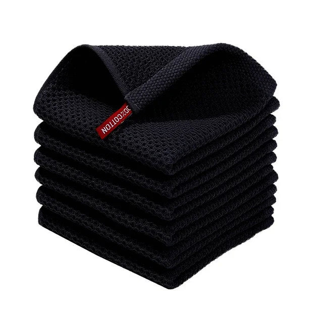 6-Pack Honeycomb Cotton Dish Towels – Absorbent & Streak-Free