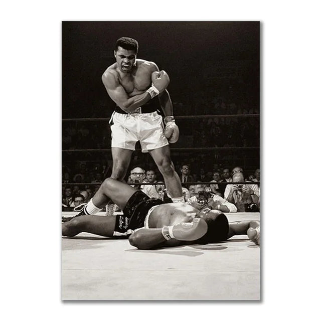 Boxer Wall Poster, Mike Tyson Muhammad Ali Motivational Quote Canvas Painting Prints, Home Decor Pictures for Living Room Peaceful Pleasures Health and Wellness 20 40x60cm Unframed