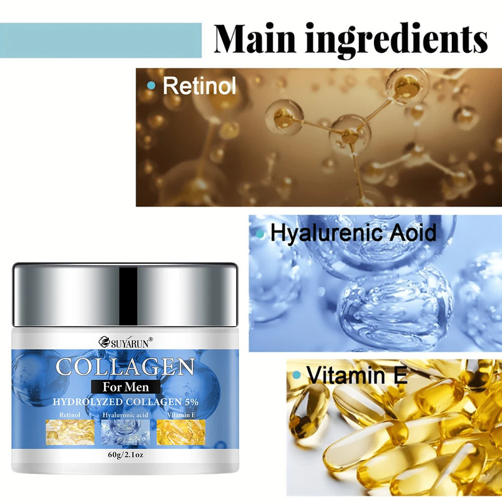 SUYARUN Collagen Men's Face Cream - Hydrating Moisturizer for Dry Skin | Non-Greasy Formula & Fast Absorption Daily Skincare. Peaceful Pleasures Health and Wellness