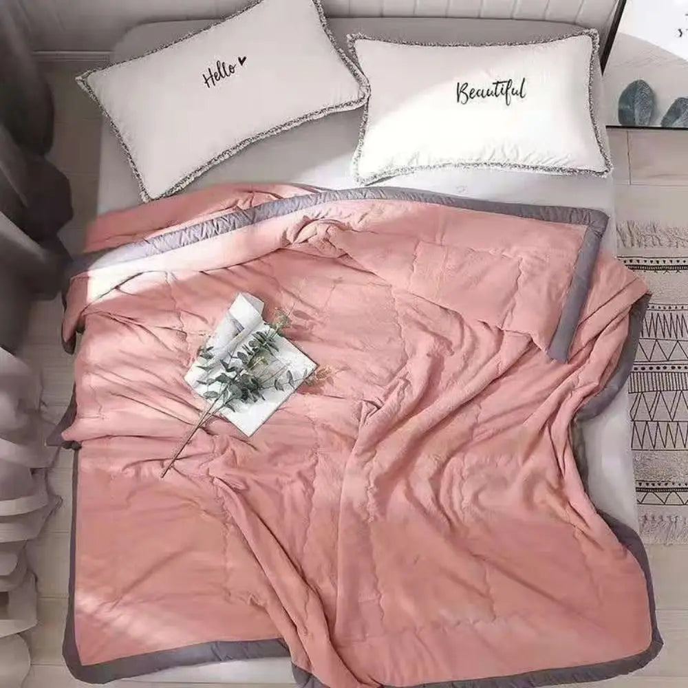 Double Sided Cooling Blanket Skin-Friendly Breathable Conditioning Quilt Lightweight Solid Color Cooler Quilt Spring Summer Peaceful Pleasures Health and Wellness