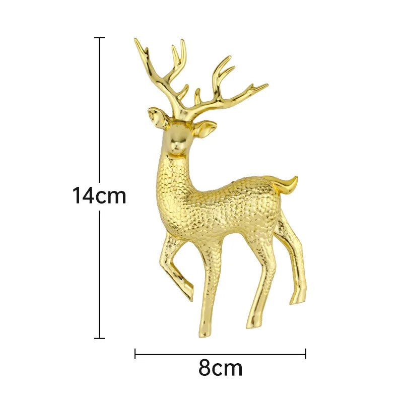 Gold Deer Statue Reindeer Figurines Plastic Elk Sculpture Living Room Luxury Home Christmas Decoration Tabletop Ornaments Peaceful Pleasures Health and Wellness Golden Elk A