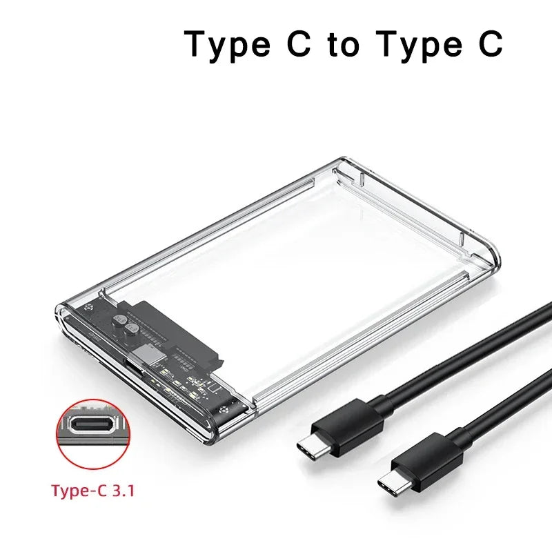Transparent HDD Case HDD Enclosure 2.5 inch SATA To USB 3.0 Type-C 3.1 UASP Clear Hard Drive Case Harddisk Boxs Tool-Free Peaceful Pleasures Health and Wellness USB C-USB C
