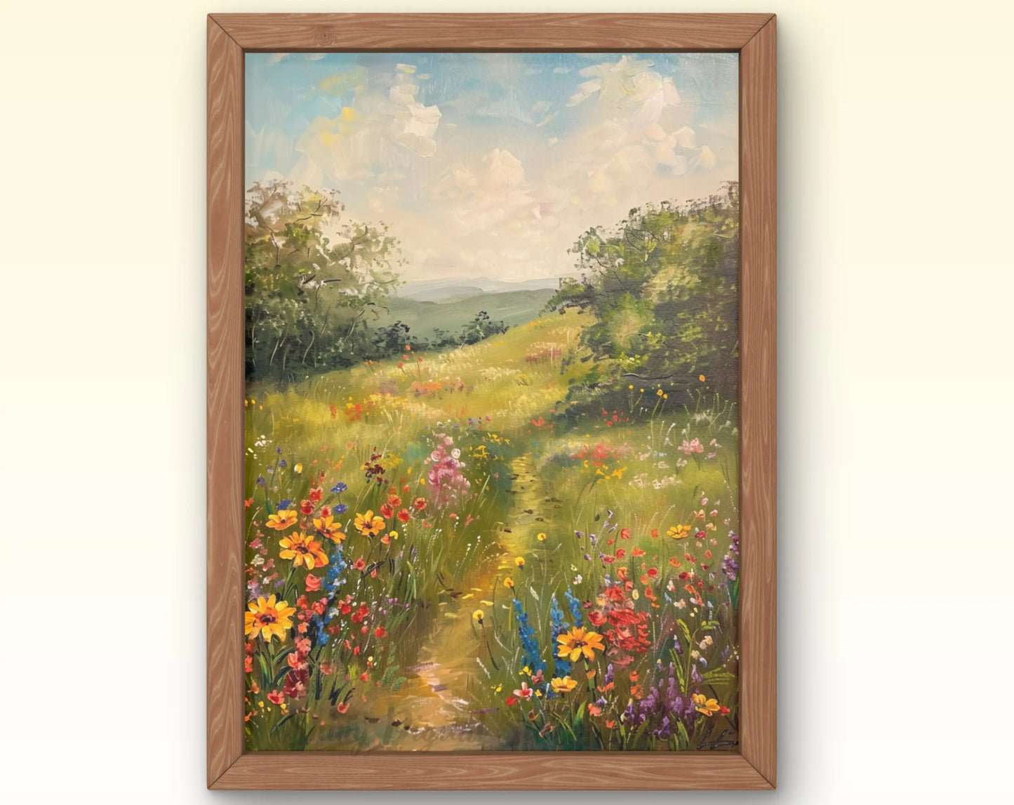 European Rural Scenery Floral Canvas Wall Art | Unframed Print