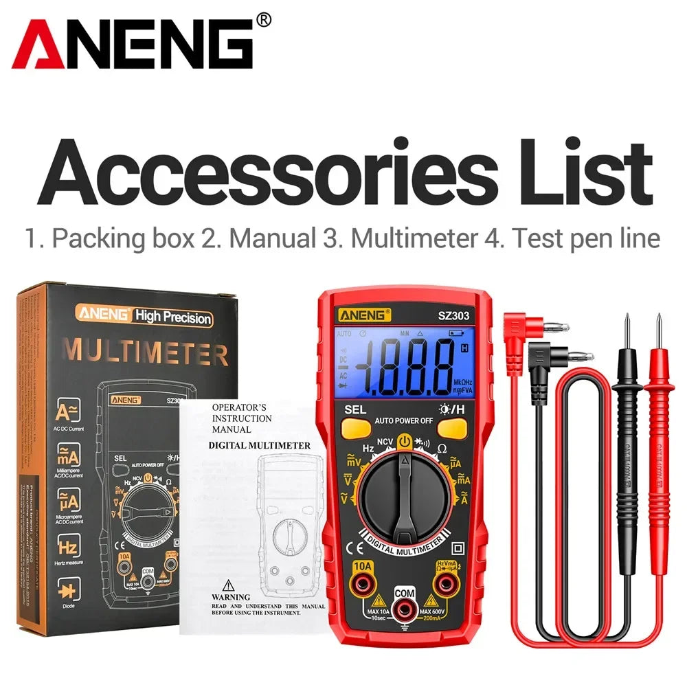 1999 Count Professional AC DC Voltage ANENG SZ303 Smart Digital