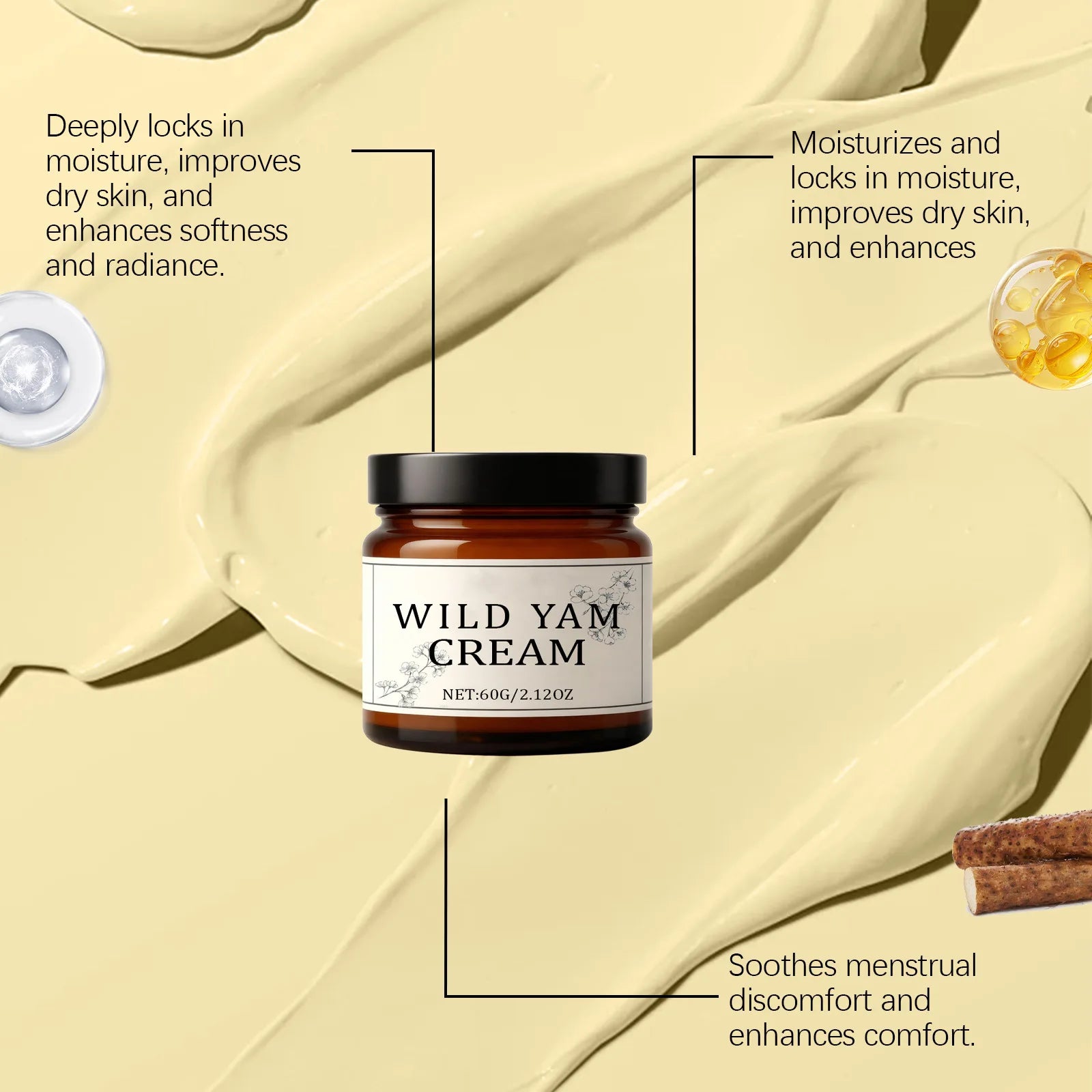 Wild Yam Cream Help Hormone Balance Soothing Menopause Stress Reduce Hot Flashes Women Body Balance Support Body Relief Creams Peaceful Pleasures Health and Wellness