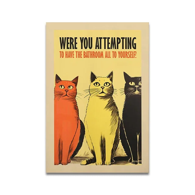 Are You Pooping Funny Cat Canvas Print Poster Whimsical Animal Abstract Art Prints Wash Room Bathroom Wall Art Home Decor Poster Peaceful Pleasures Health and Wellness VA1255 55x75cm