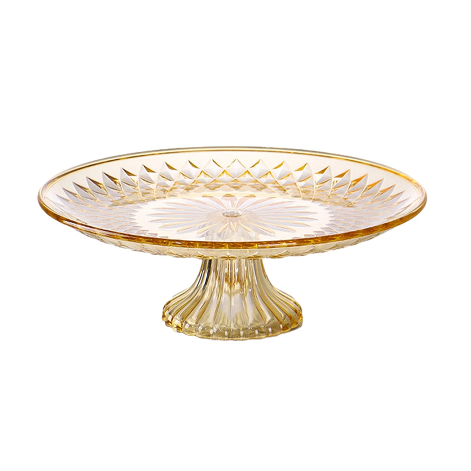Round Cake Stand Serving Tray Shatter-proof Dessert Plate with Stand for Party Decorating Supplies Peaceful Pleasures Health and Wellness Amber 25cm