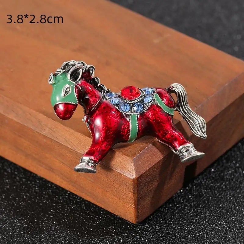 Enamel Horse Brooch | Vintage Zodiac Lapel Pin for Men & Women