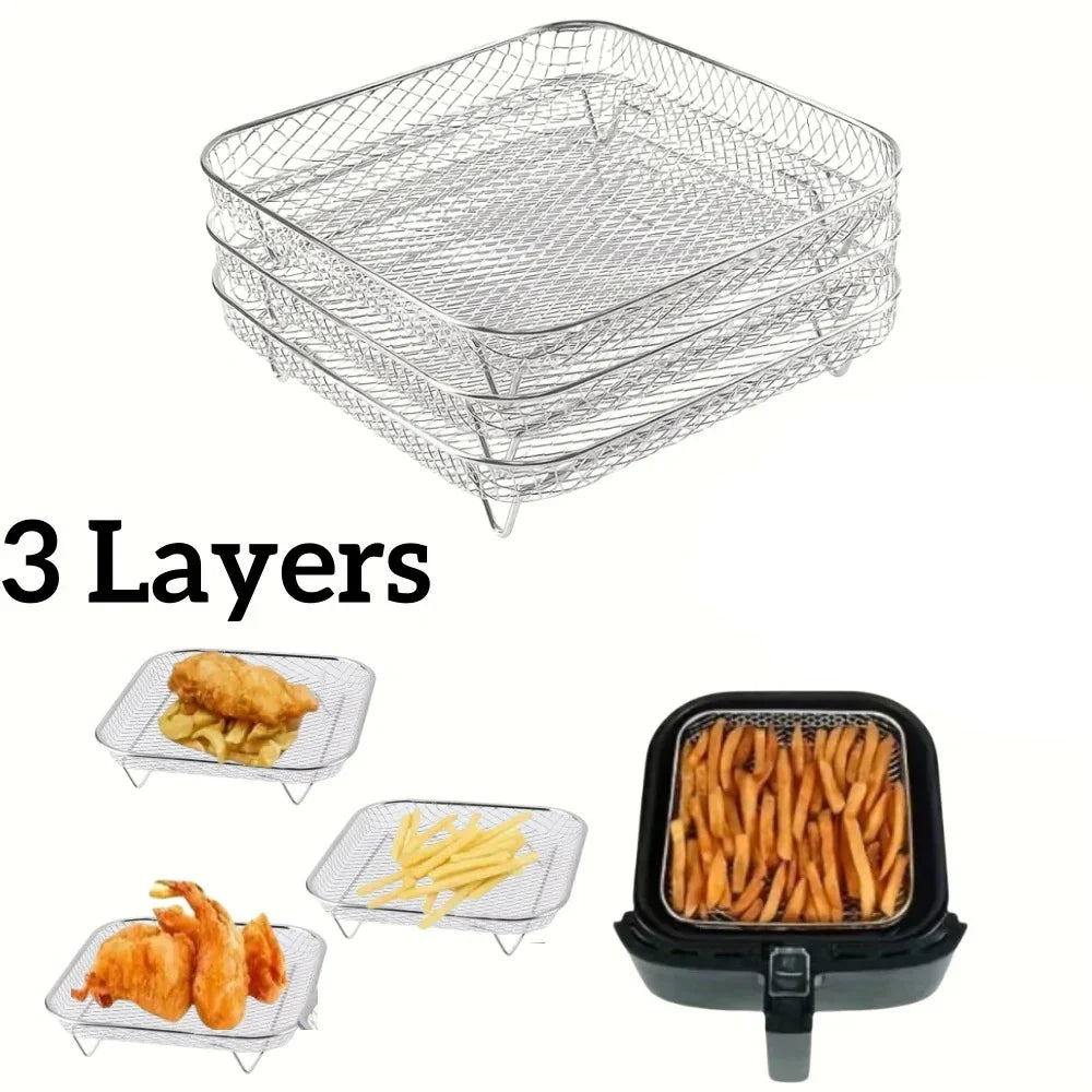 Stackable Stainless Steel Air Fryer Rack Set – 1/2/3 Layers