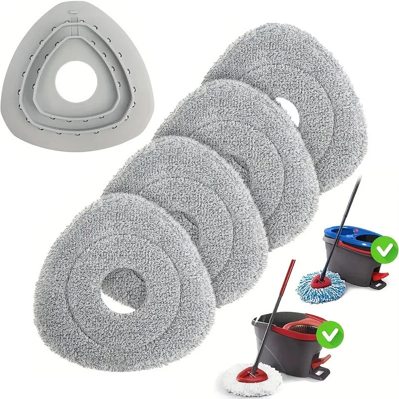 4/5pcs Rotating Mop Replacement Pads + 1 Plastic Triangle Pad, Fits O-Cedar Easywring 1 Tank & Rinseclean 2 Tank System Peaceful Pleasures Health and Wellness 5pcs