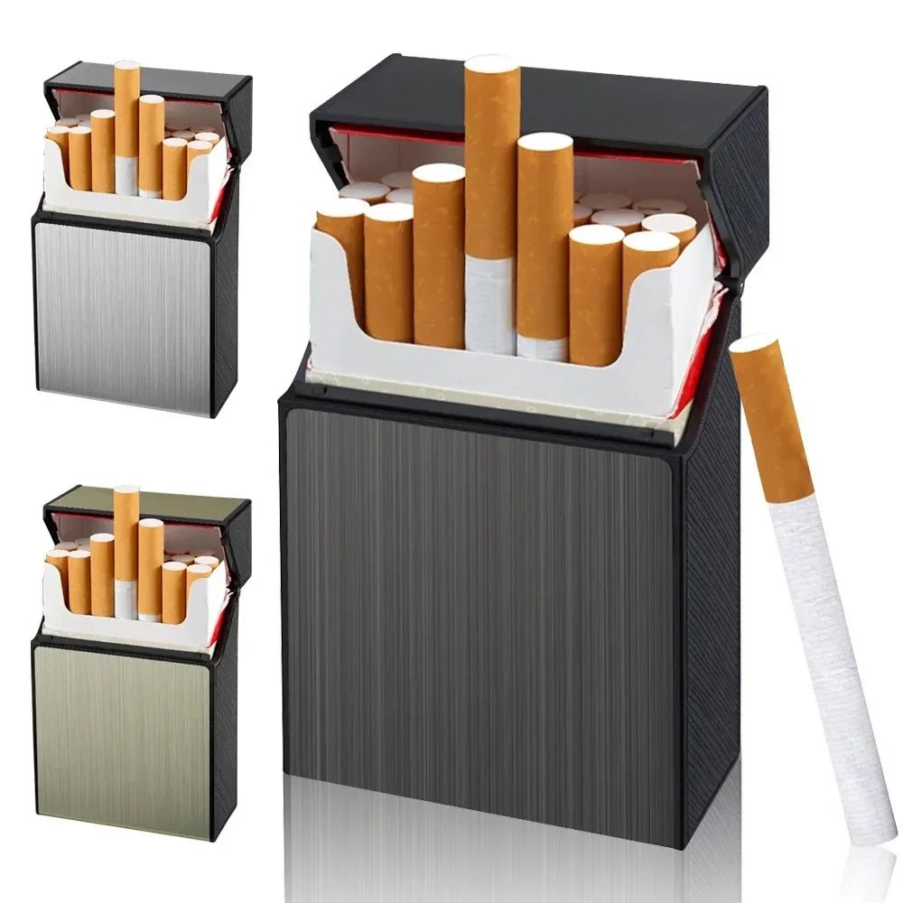 Portable Cigarette Case Metal Smoking Cigarette Box 20pcs Capacity Tobacco Holder Cigarettes Pack Cover Storage Box Men's Gadget Peaceful Pleasures Health and Wellness