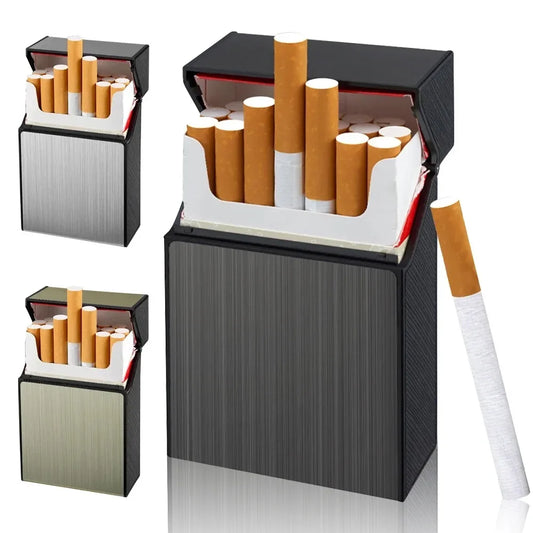 Portable Cigarette Case Metal Smoking Cigarette Box 20pcs Capacity Tobacco Holder Cigarettes Pack Cover Storage Box Men's Gadget Peaceful Pleasures Health and Wellness