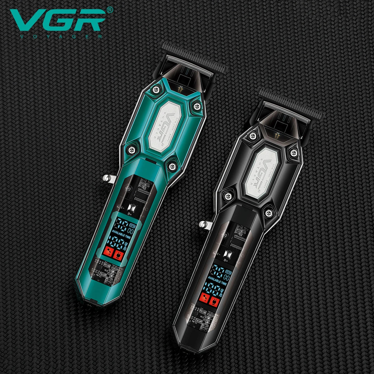 VGR V-600/V-900 Electric Hair Clipper Transparent Body Hair Trimmer LED Intelligent Digital Carving Electric Thruster Care Set Peaceful Pleasures Health and Wellness