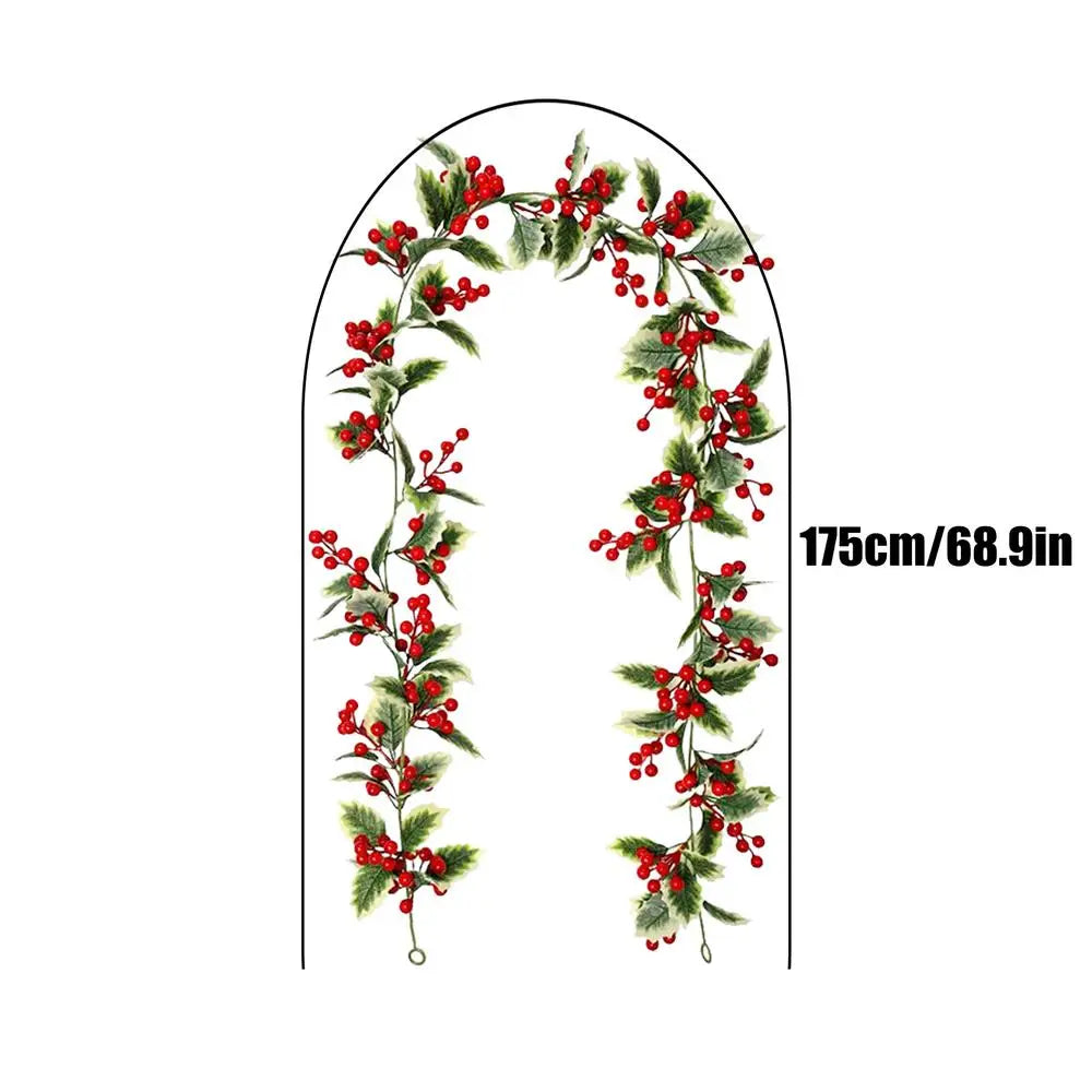 5.7 Ft Artificial Christmas Garland with Berries – Indoor & Outdoor