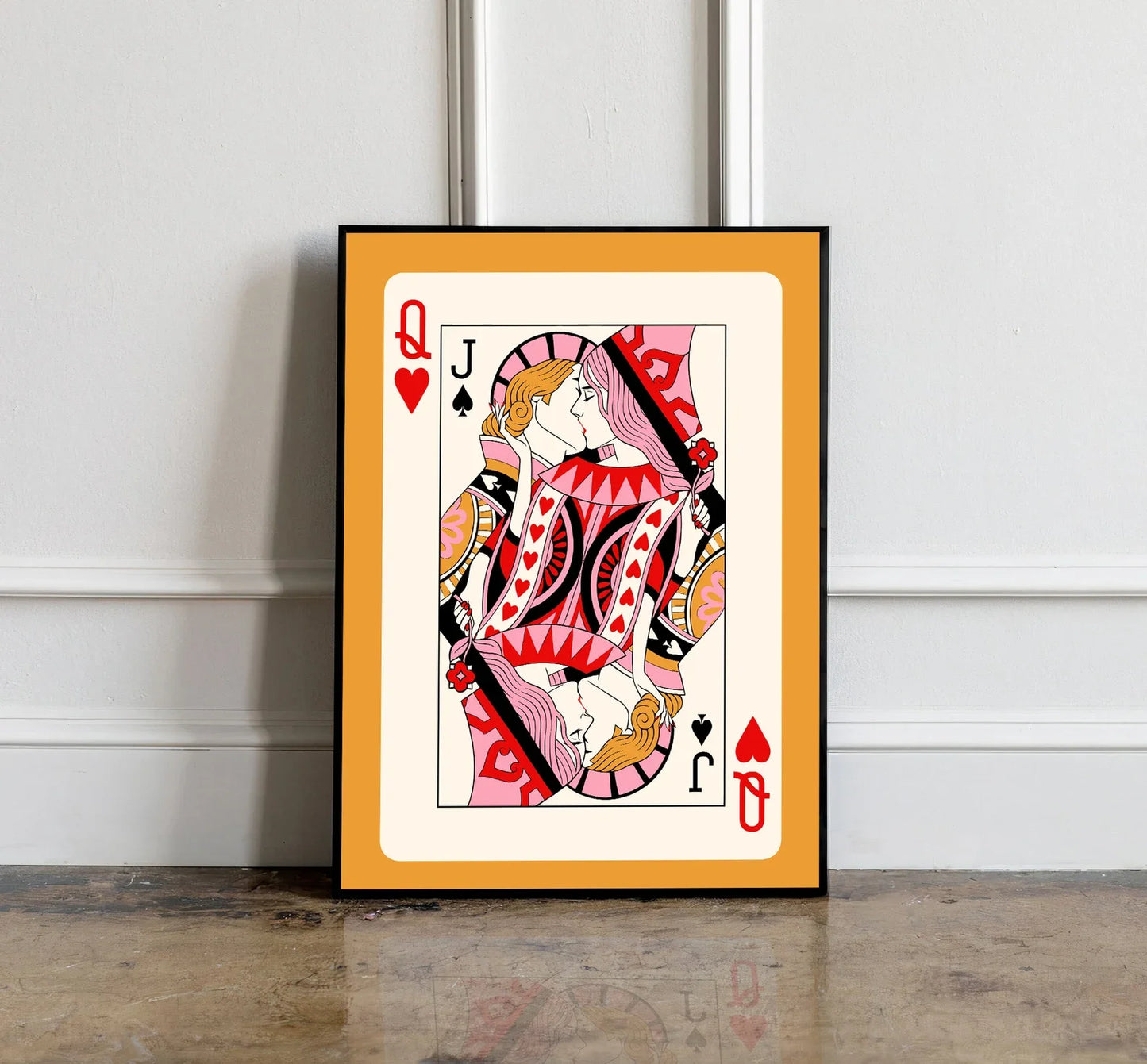 Queen of Hearts Canvas Wall Art | Maximalist Playing Card Print