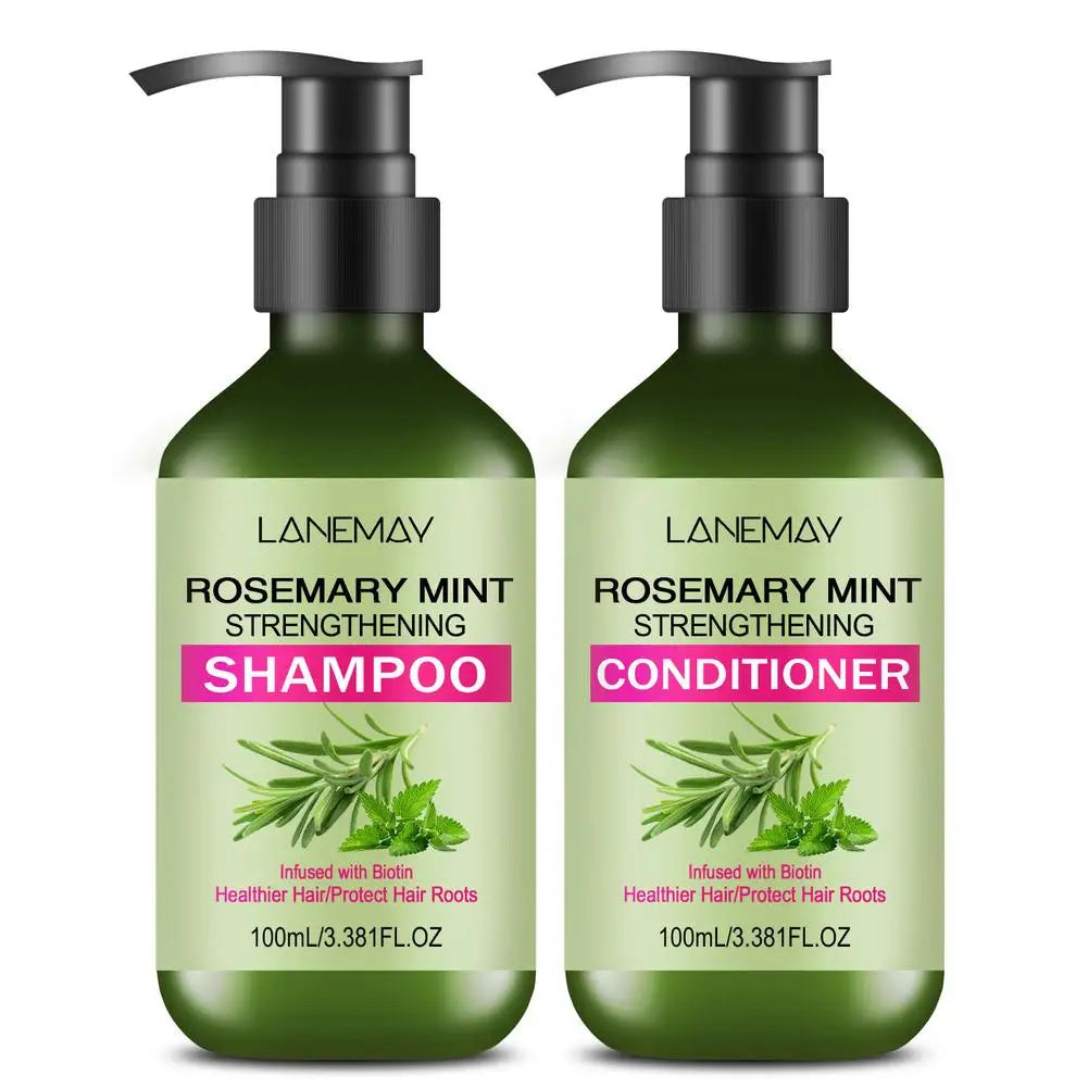 LANEMAV Rosemary Mint Shampoo & Conditioner Set | All Hair