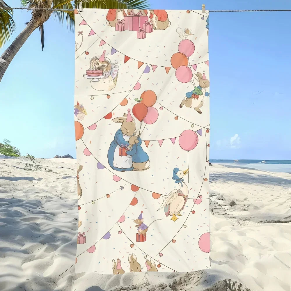 Peter Rabbit Quick-Dry Beach Towel | Cartoon Sports Towel Cartoon Beach Towel Peaceful Pleasures Health and Wellness