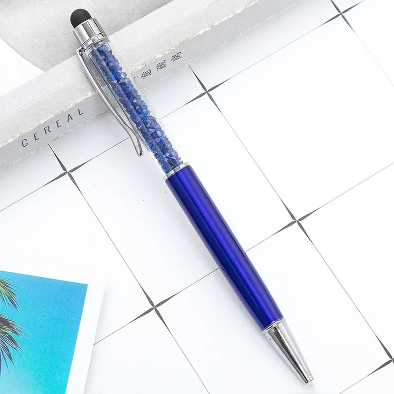 Diamond Ballpoint Pen Stylus For Touch Screen Pen Universal Tablet Touch Pencil For Phone Accessories Electrostatic Touch Pen Peaceful Pleasures Health and Wellness Blue