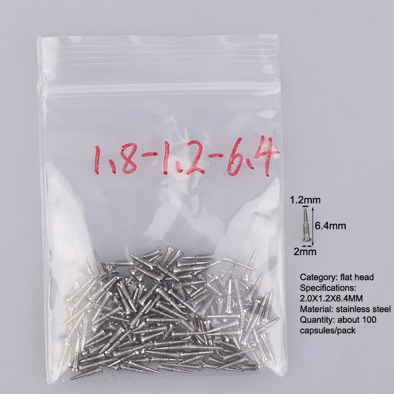 100-Piece Eyeglass Spring Hinge Screws – Self-Aligning Repair Kit