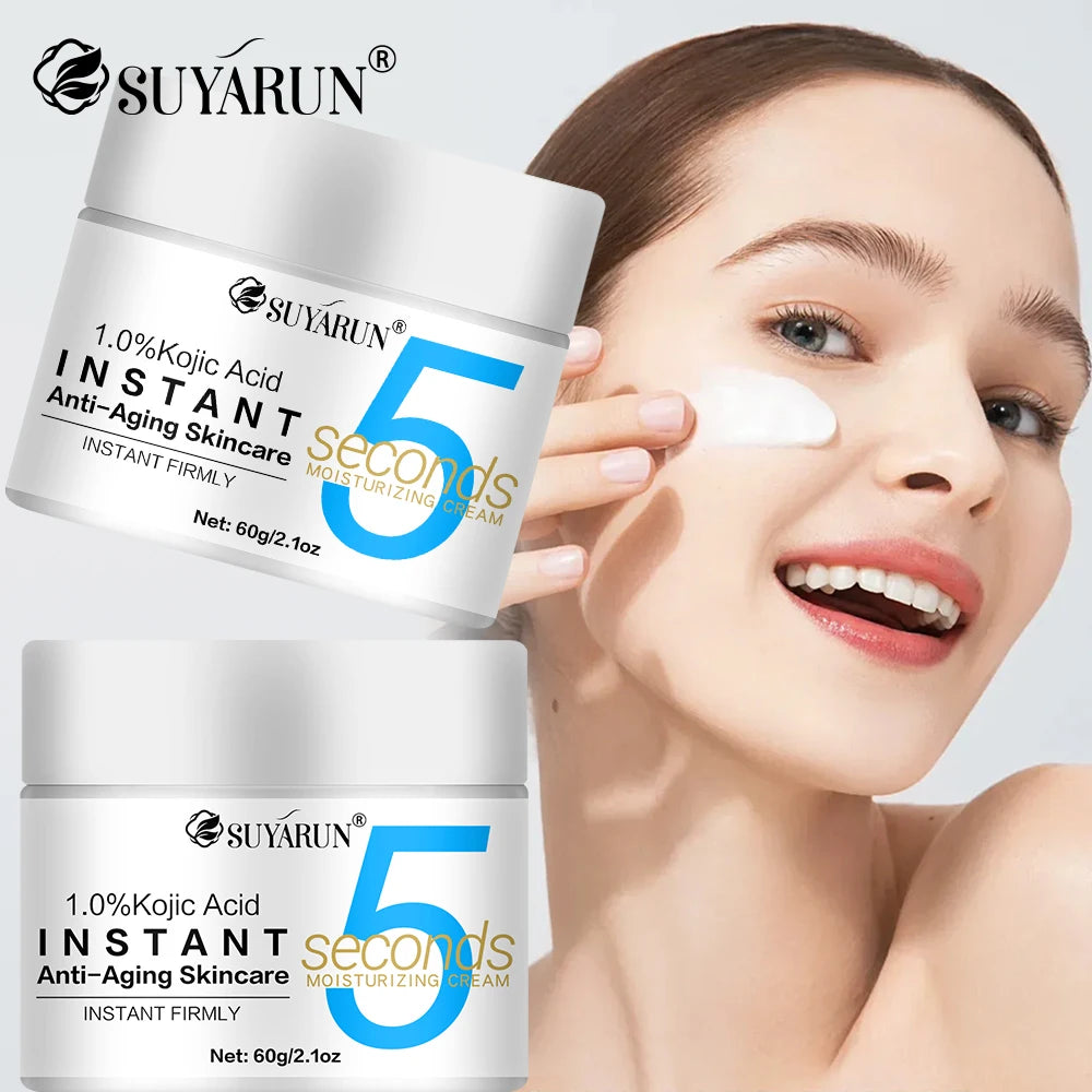 SUYARUN 5 Seconds Moisturizing Firming Cream - Jojoba Oil and Green Tea, quick absorption anti-aging moisturizer. Peaceful Pleasures Health and Wellness