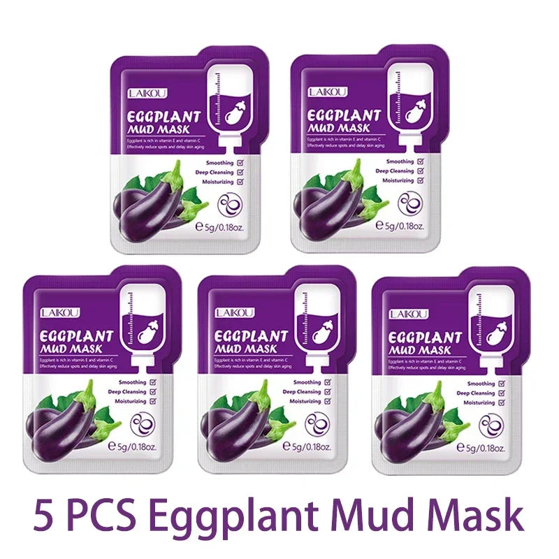 LAIKOU Purifying Clay Facial Mask – Deep Cleansing Mud Mask 5g Peaceful Pleasures Health and Wellness Eggplant