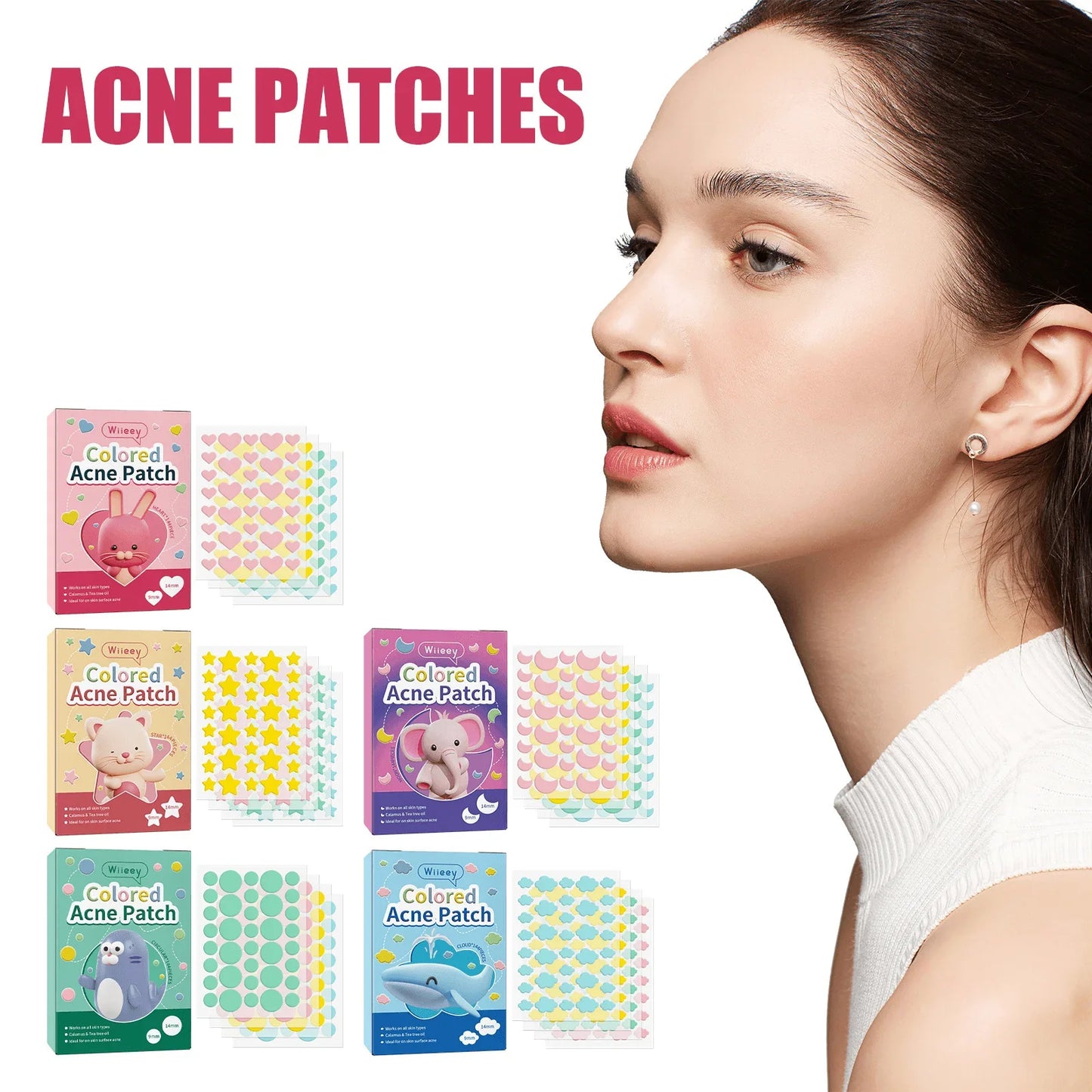 Wiieey Star Acne Patches – Colorful Pimple Stickers 144–288pc
