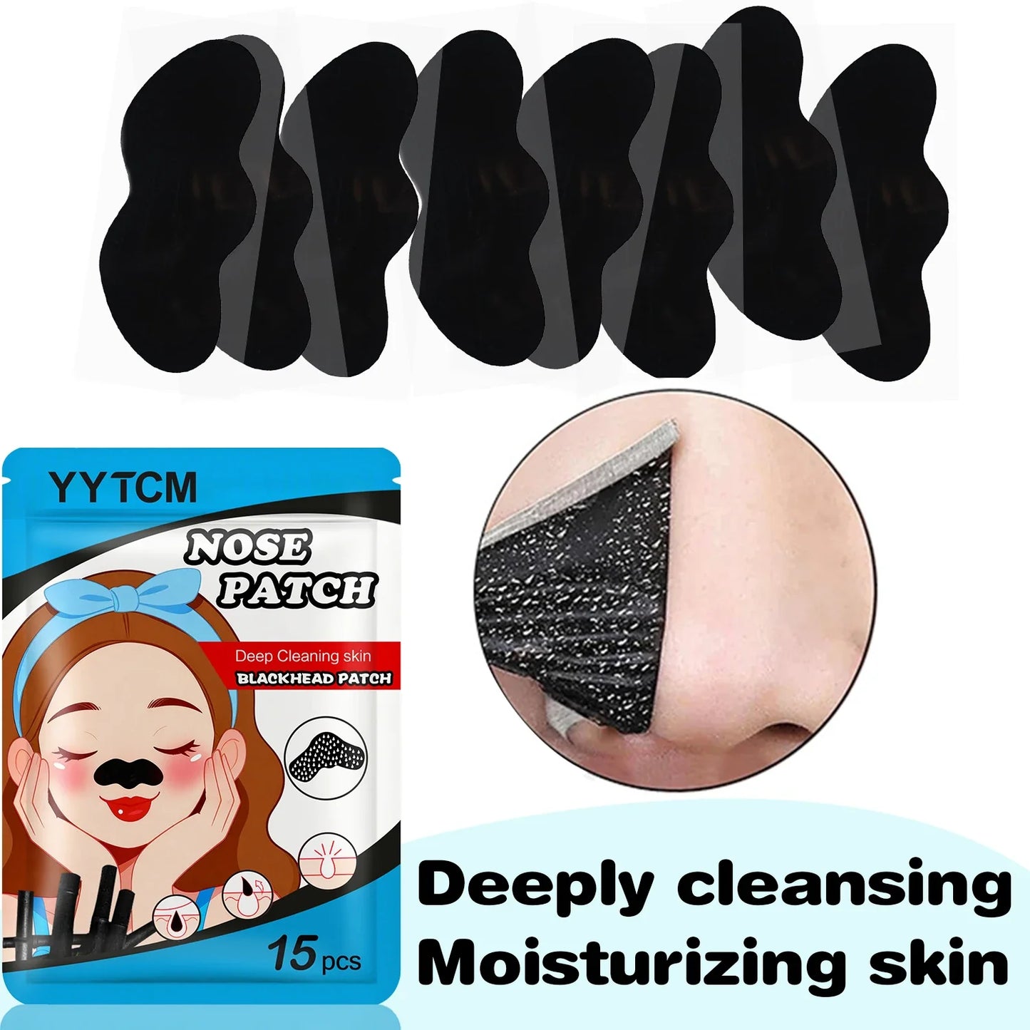 Charcoal Blackhead Nose Strips – Deep Cleansing Peel-Off Mask 15pc