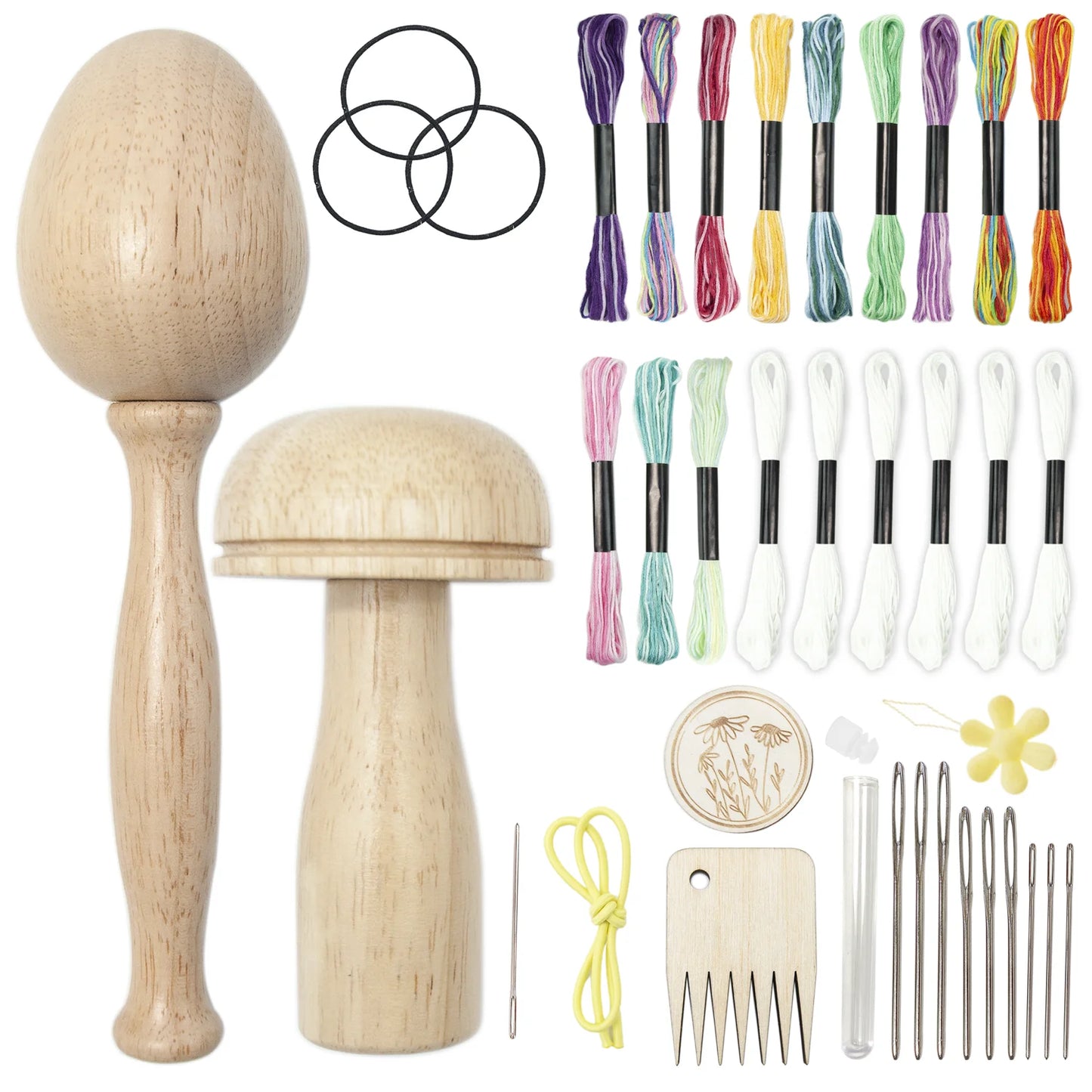 Wooden Darning Mushroom & Egg Sewing Kit | Portable Sock Hat Sweater Repair Tool for DIY Hole Patching Peaceful Pleasures Health and Wellness Dark Green