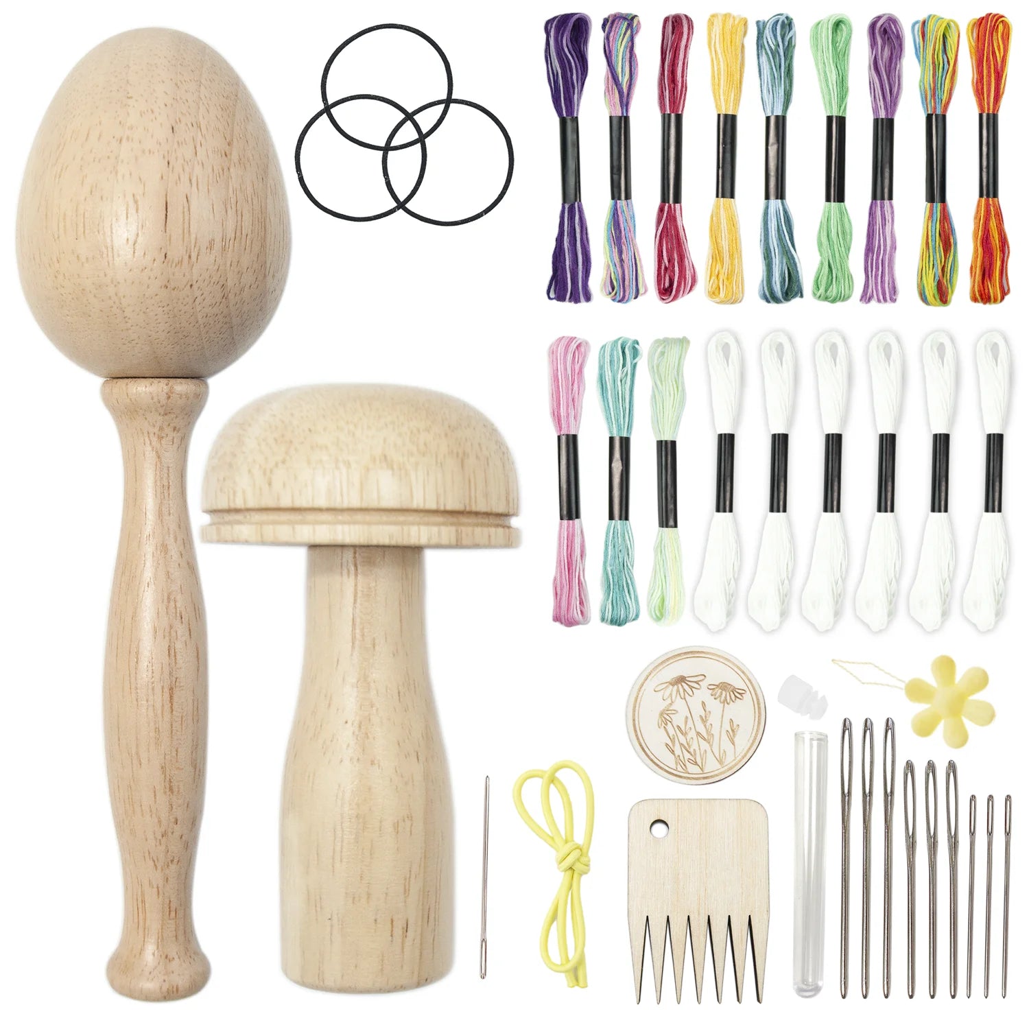 Wooden Darning Mushroom & Egg Sewing Kit | Portable Sock Hat Sweater Repair Tool for DIY Hole Patching Peaceful Pleasures Health and Wellness Dark Green