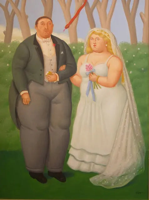 Fernando Botero Famous Oil Painting Fat Couple Dancing Posters Canvas Painting Living Room Wall Mural Picture Decoration Peaceful Pleasures Health and Wellness 25 30x40cm Unframed