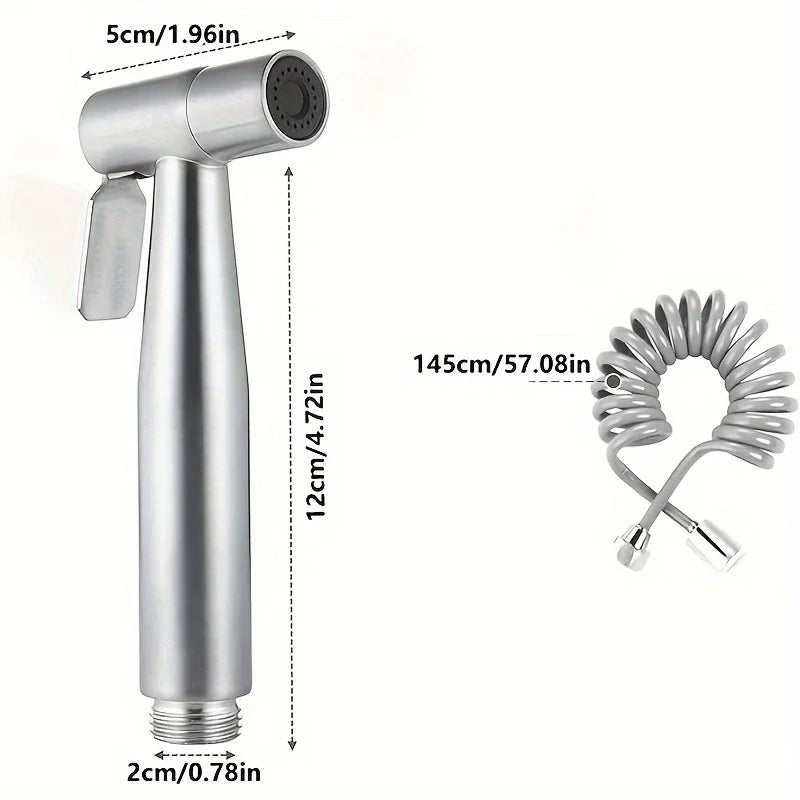 High-Pressure Handheld Shower Kit | Stainless Steel + 4.8ft Hose