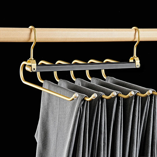 6-in-1 Aluminum Alloy Pants Hanger | Space-Saving Organizer Pants Hanger Rack Peaceful Pleasures Health and Wellness