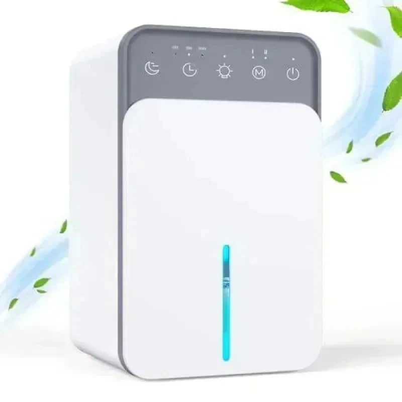Intelligent Portable Dehumidifier with Deodorizing, Moisture Absorbing Mold Eliminator for Bedroom Office Dampness Control Peaceful Pleasures Health and Wellness White EU Plug