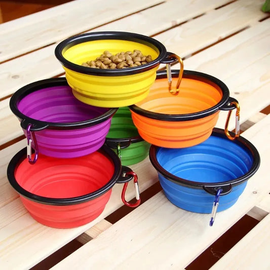 Foldable Silicone Pet Travel Bowl with Carabiner – Dogs & Cats Pet Travel Bowl Peaceful Pleasures Health and Wellness