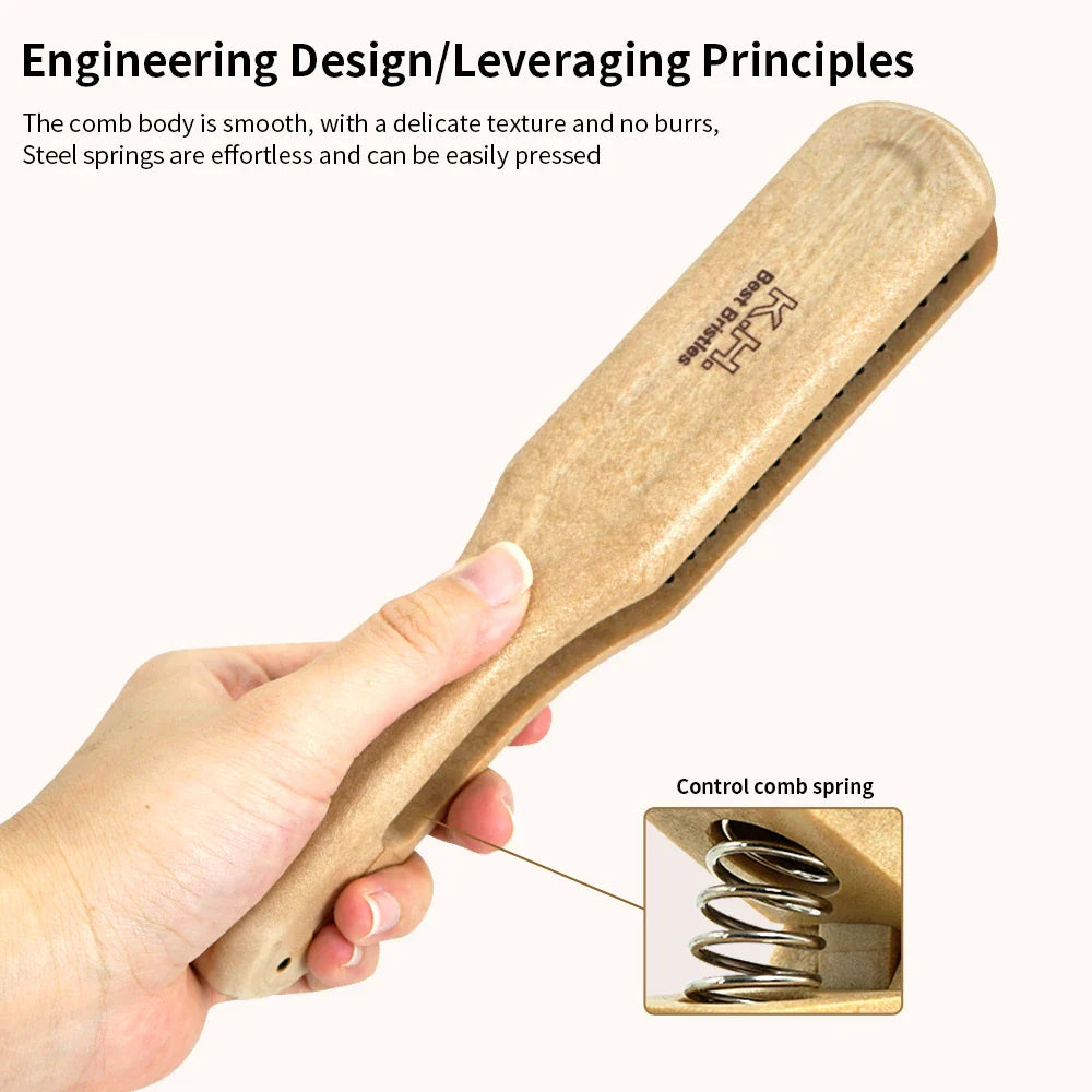 V-Type Wooden Handle Hair Straightener Comb | Anti-Static