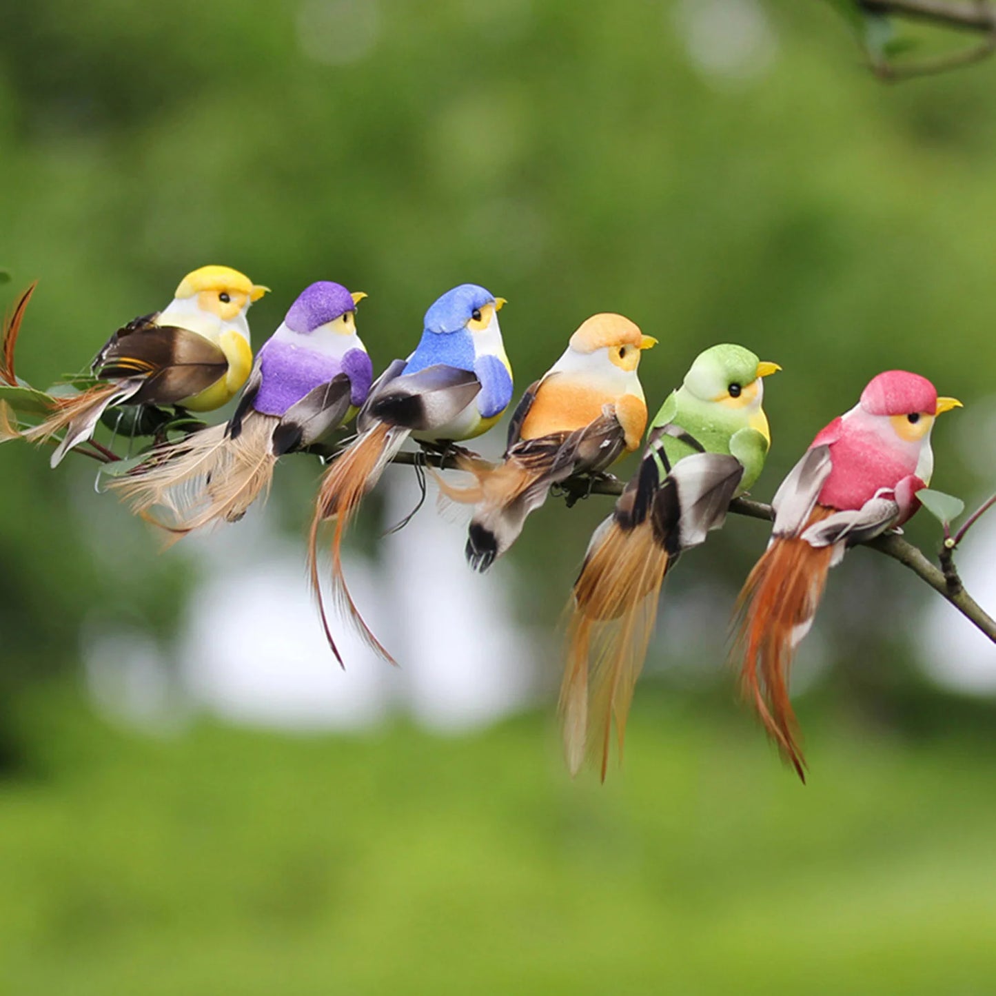 12pcs Mini Artificial Birds Multicolor Craft Ornaments For Home Garden Decoration Peaceful Pleasures Health and Wellness