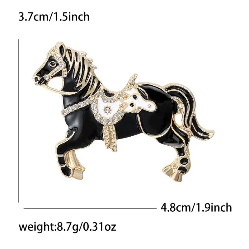 Enamel Horse Brooch | Vintage Zodiac Lapel Pin for Men & Women