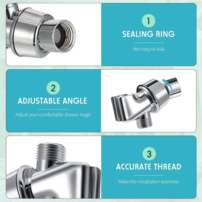 G1/2" Three-Way Shower Diverter Swivel Ball Bracket Mount