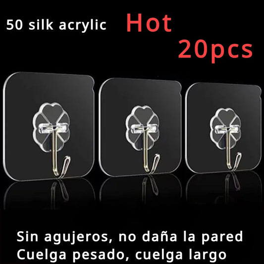 Self-Adhesive Heavy Duty Wall Hooks – Transparent No-Drill Adhesive Wall Hooks Peaceful Pleasures Health and Wellness