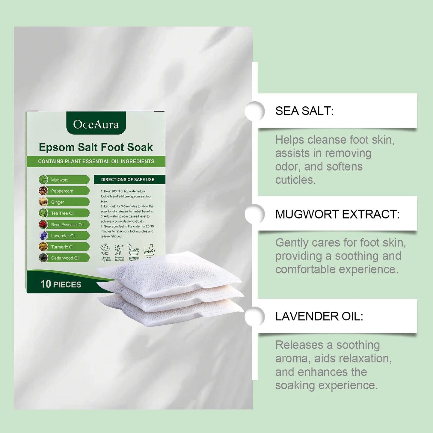 Mugwort & Ginger Herbal Foot Soak Bags | Detox Spa Pedicure