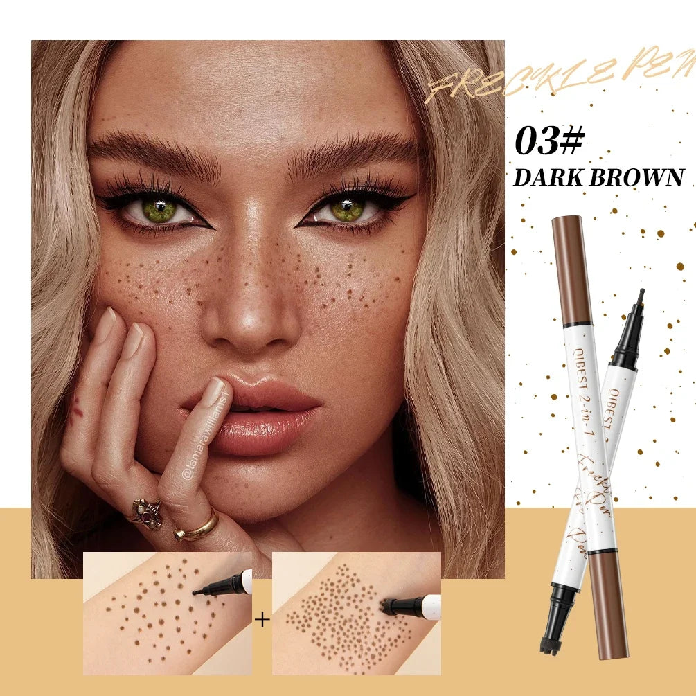 QIBEST Double Head Natural Simulation Freckle Makeup Pen Color Rendering Waterproof Easy To Apply No Shedding 2 In 1 Spot Pen Peaceful Pleasures Health and Wellness 03