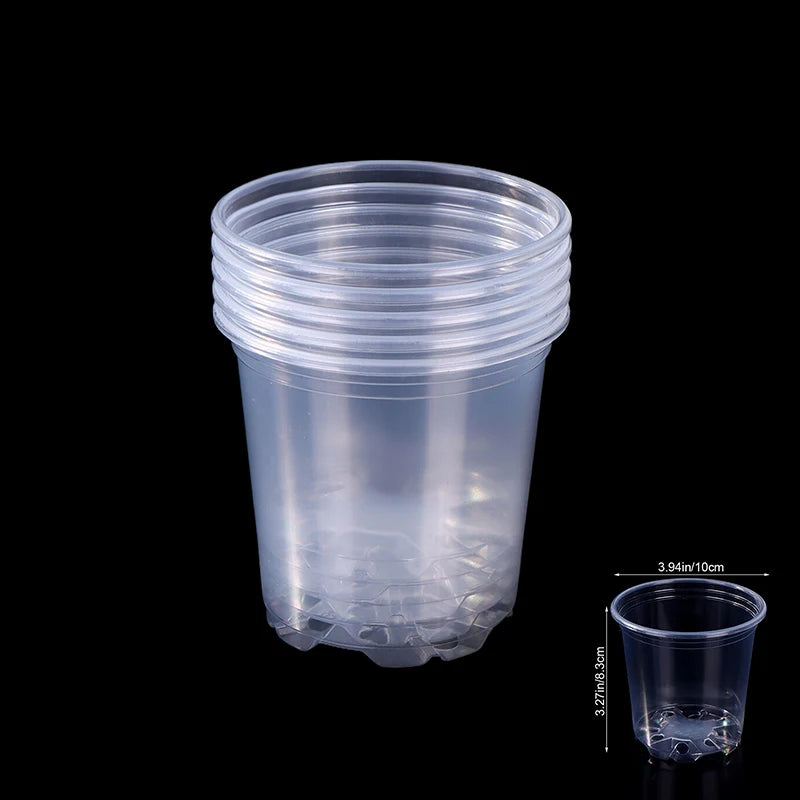 5 Pieces 6 Sizes 3/3.5/4/5/6/7 Inches Greenhouse Transparent Plastic Flowerpot Drainage Hole Pot Breathable Nursery Flower Pot Peaceful Pleasures Health and Wellness C-4Inches