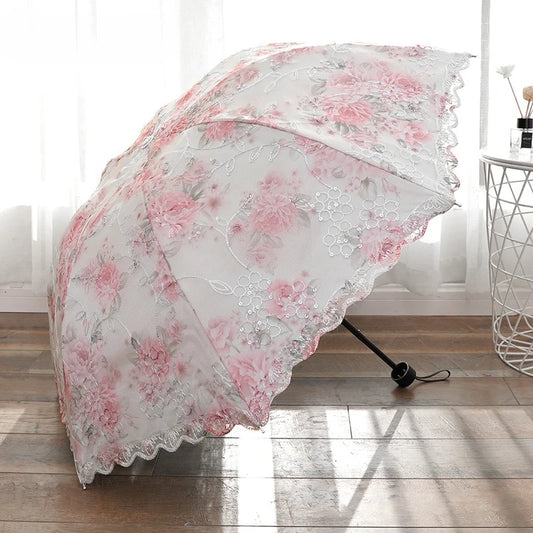 Double-layer Lace Umbrella Creative Embroidered Three-fold Princess Sunshade Umbrella Sun Protection Black Rubber Sun Umbrella Peaceful Pleasures Health and Wellness