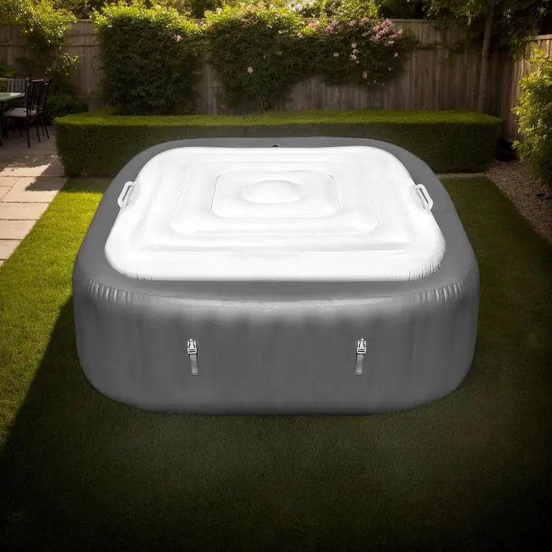 Hot Tub Cover Square Insulated Hot Tub Cover Inflatable Energy Saving Square Hot Tub Lid for hot tub cover protector Peaceful Pleasures Health and Wellness